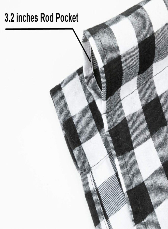 WOSIBO 2 Pack Buffalo Check Plaid Tie Up Shades Farmhouse Style Gingham Rod Pocket Window Curtain for Kitchen 42x63 Inches White and Black (White and Black) - Image 4